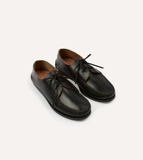 drake's Yuketen Black Two-Piece Oxford with Camp Sole