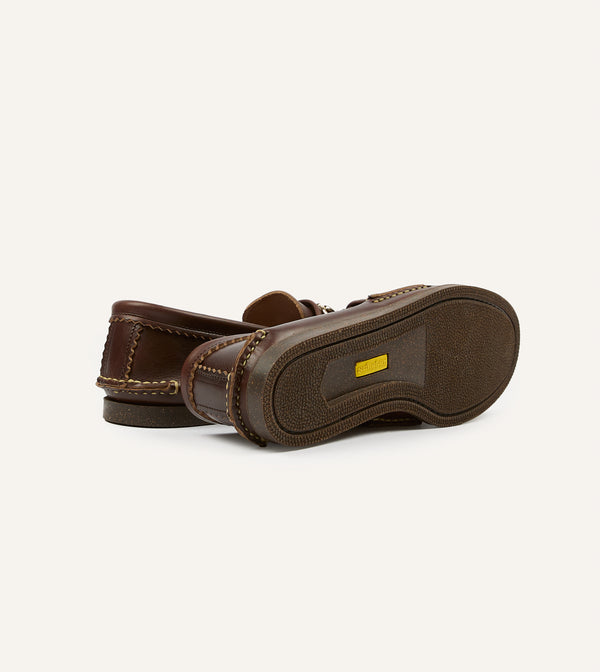 Drake's Yuketen Brown Leather Bit Loafer With Camp Sole
