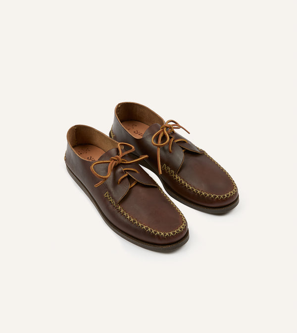 drake's Yuketen Brown Two-Piece Oxford with Camp Sole