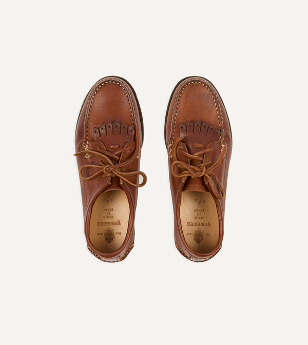 Drake's Yuketen Cognac Italian Blucher With Camp Sole