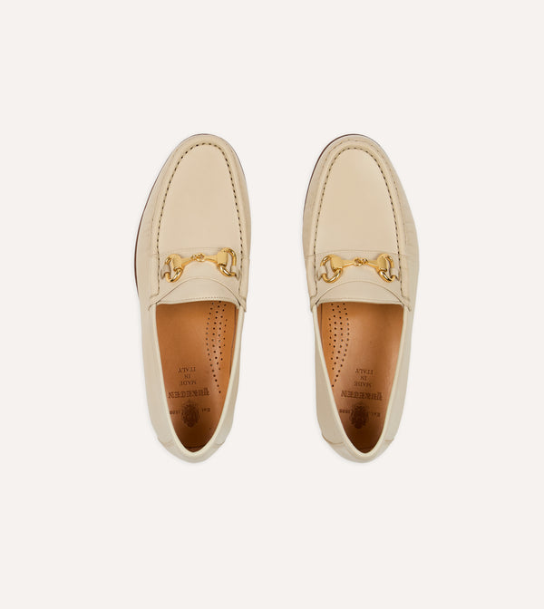 Drake's Yuketen Moc Ischia Ivory Leather Bit Loafer