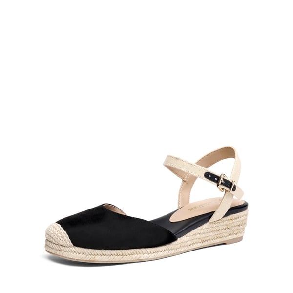 dream pairs Ankle Strap Closed-Toe Espadrille Wedges