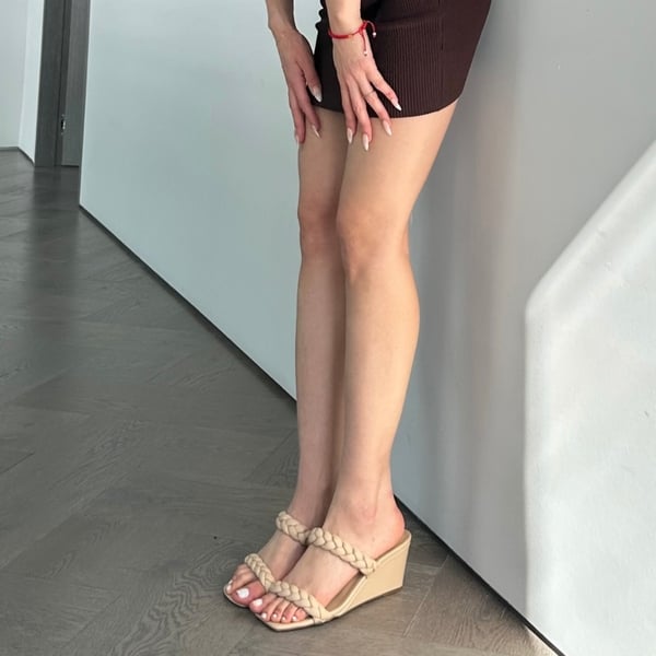 Dream Pairs Braided Straps Square Toe Wedge Sandals