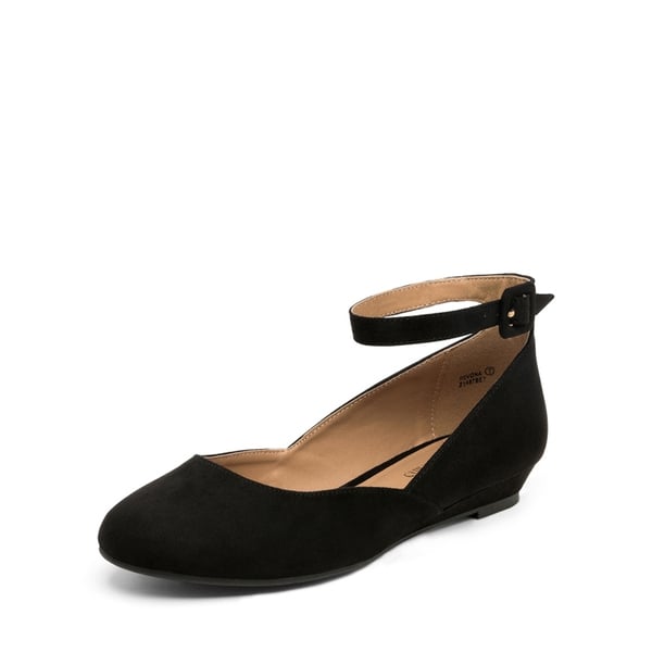 dream pairs Comfortable Ankle Strap Low Wedge Flats