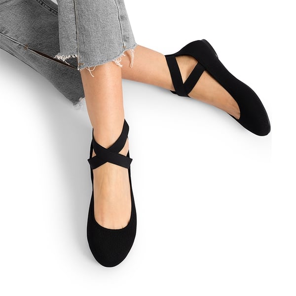 Dream Pairs Crossover Ankle Strap Knit Ballet Flats