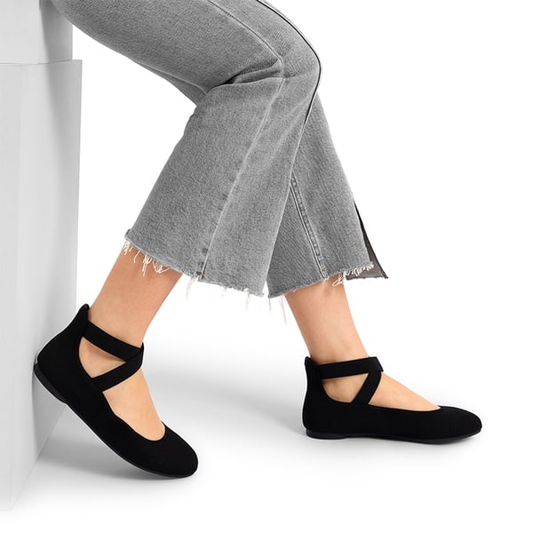 Dream Pairs Crossover Ankle Strap Knit Ballet Flats