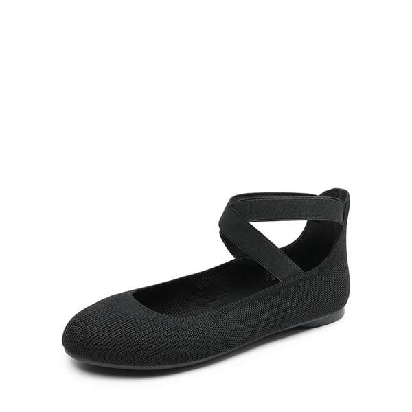 dream pairs Crossover Ankle Strap Knit Ballet Flats