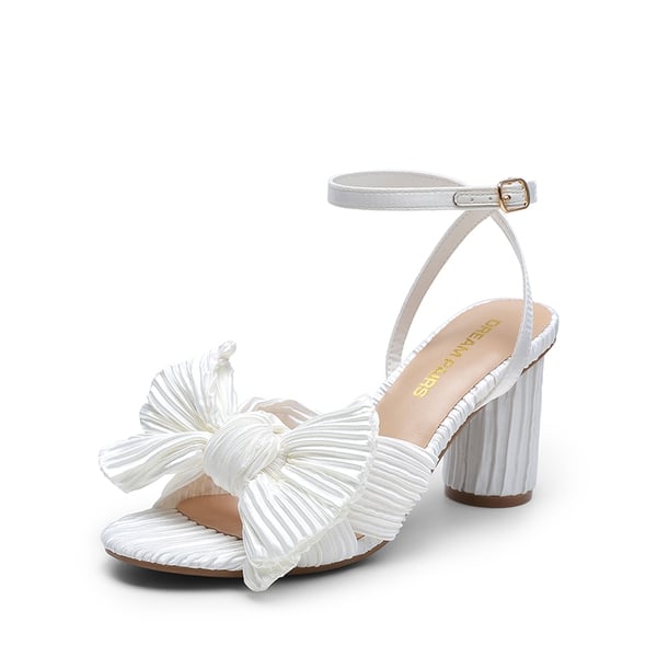 dream pairs Ankle Strap Bow Block Heel Sandals