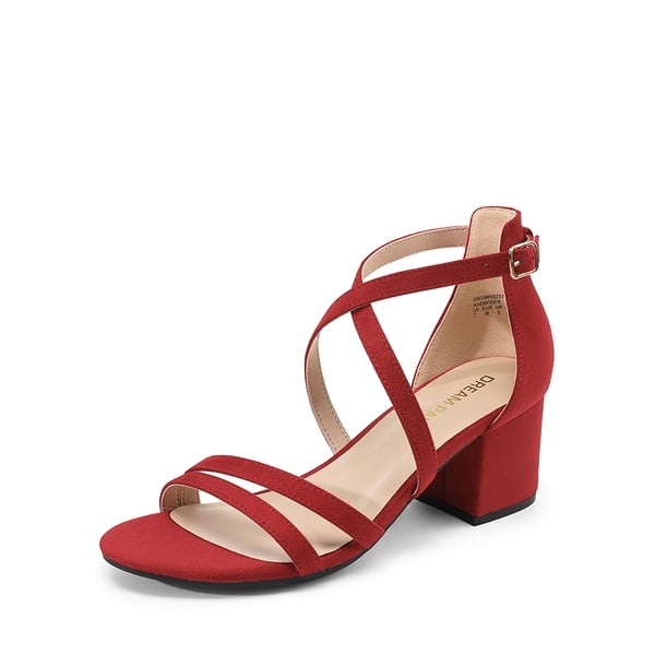 dream pairs Ankle Strap Low Block Heels