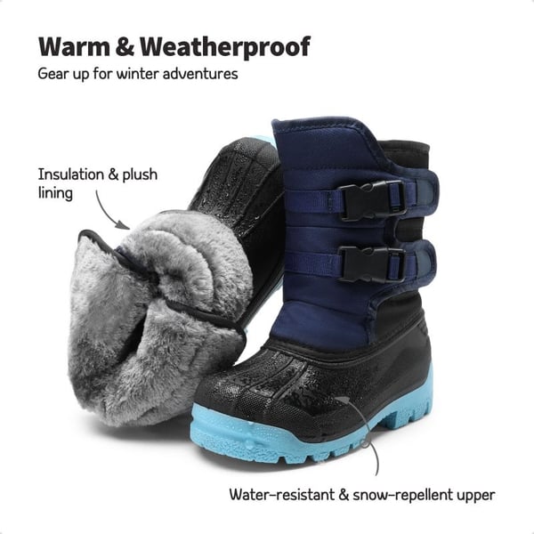 Dream Pairs Boys' Hook-And-Loop Non-Slip Snow Boots