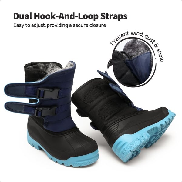 Dream Pairs Boys' Hook-And-Loop Non-Slip Snow Boots
