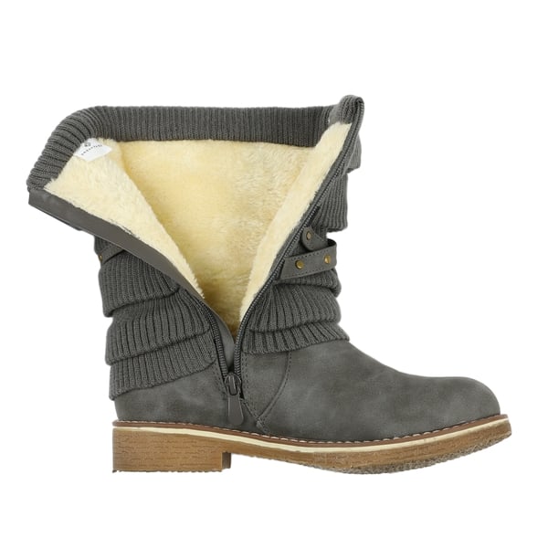 Dream Pairs Buckle Strap Mid Calf Snow Boots
