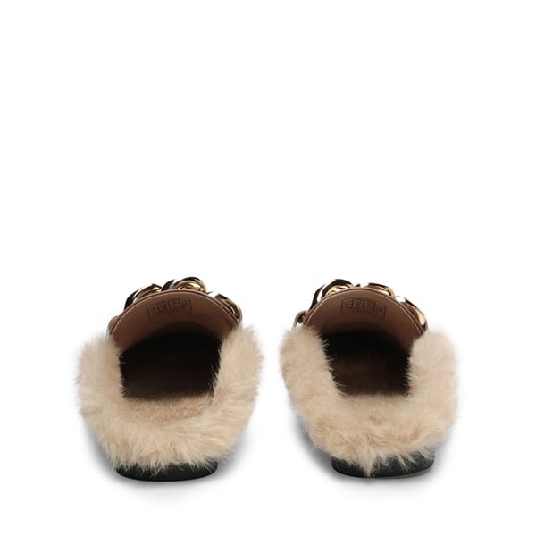 Dream Pairs Chain Closed Toe Fur Lined Mules
