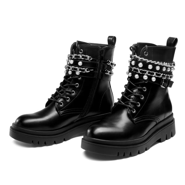 Dream Pairs Chains Pearl Chunky Lug Sole Boots