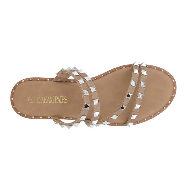 Dream Pairs Clear Studded Rhinestone Flat Sandals