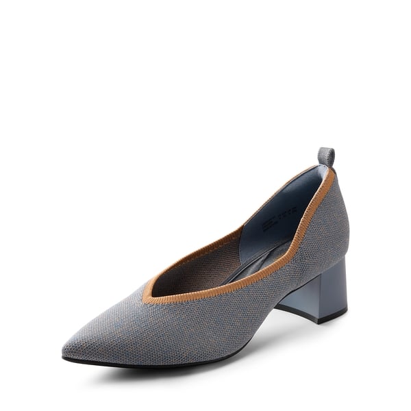 dream pairs Comfy Chunky Heel Knit Pumps