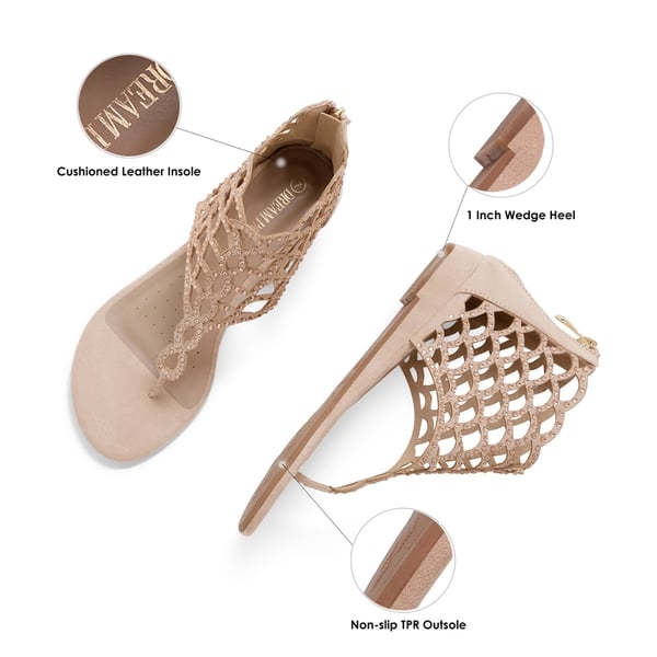 Dream Pairs Cute Rhinestone Flat Sandals