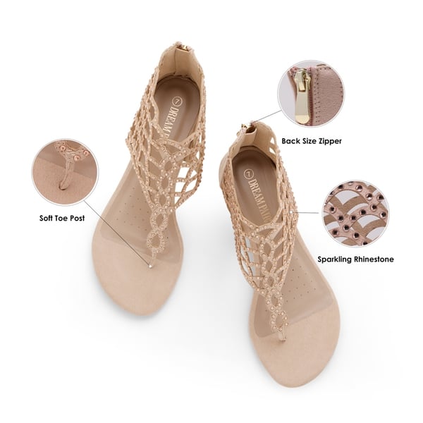 Dream Pairs Cute Rhinestone Flat Sandals
