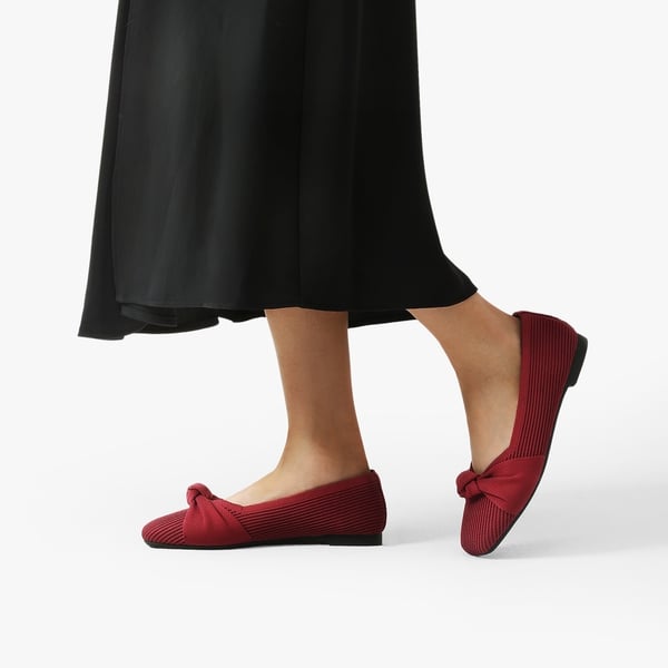 Dream Pairs Elegant Square Toe Knit Bow Flats