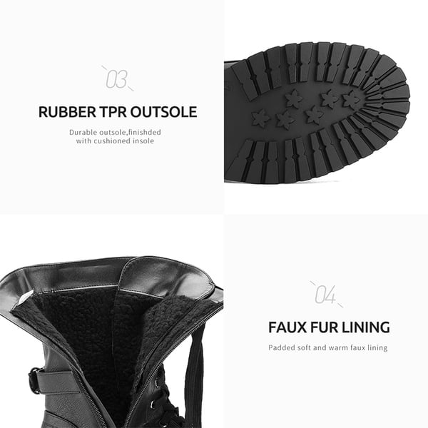 Dream Pairs Faux Fur Mid Calf Combat Boots