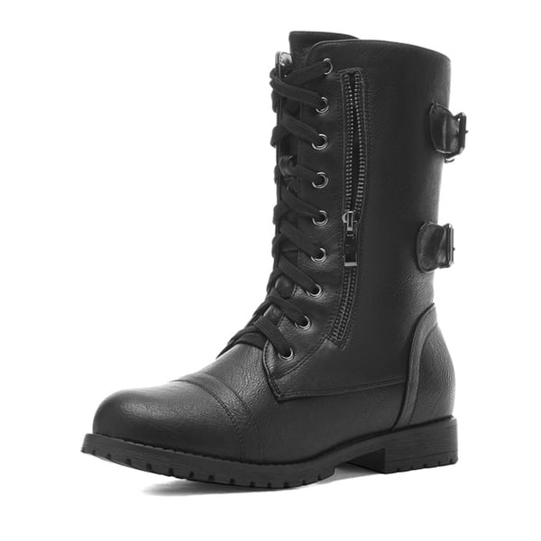 dream pairs Faux Fur Mid Calf Combat Boots