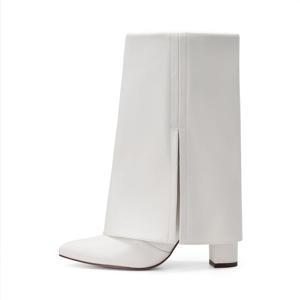 Dream Pairs Fold-Over Denim Mid-Calf Boots