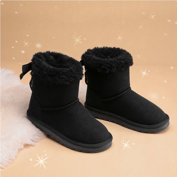Dream Pairs FuzzyChic Kid's Suede Bow Snow Boots