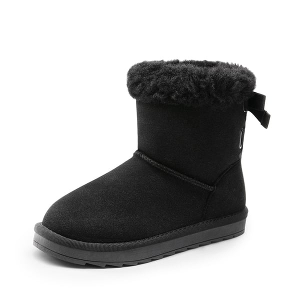 dream pairs FuzzyChic Kid's Suede Bow Snow Boots