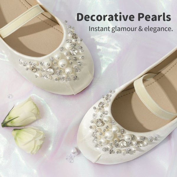 Dream Pairs Girl's Mary Jane Pearl Ballerina Flats