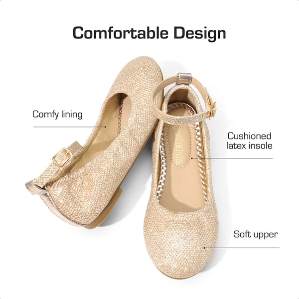 Dream Pairs Girls Ankle-Strap Ballerina Flat Shoes