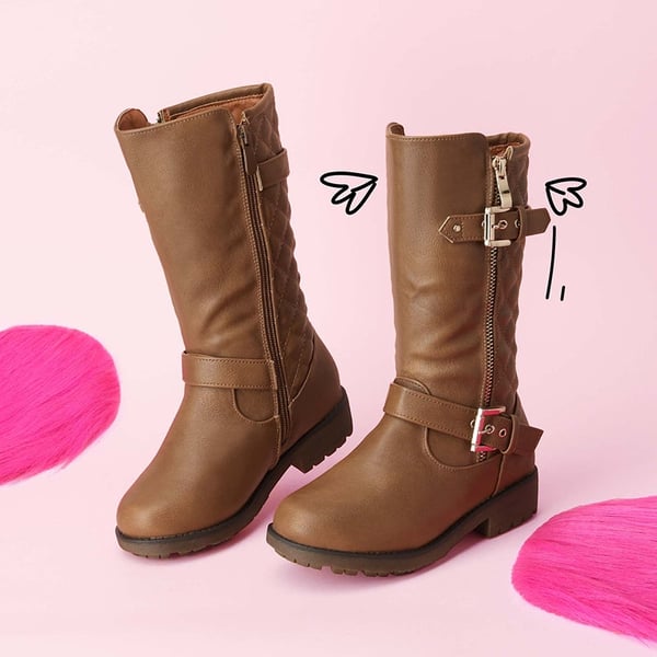 Dream Pairs Girls Faux Winter Riding Boots