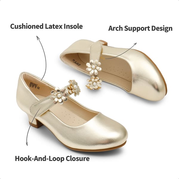 Dream Pairs Girls Flower Mary Jane Low Heels