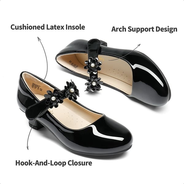 Dream Pairs Girls Flower Mary Jane Low Heels