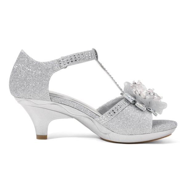 Dream Pairs Girls Low Heel Glitter Pump Sandals