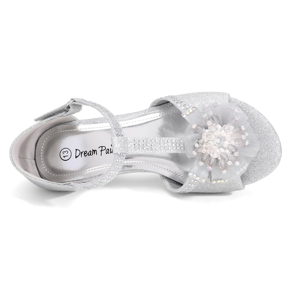 Dream Pairs Girls Low Heel Glitter Pump Sandals