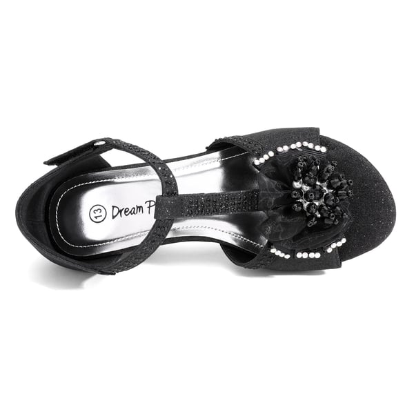 Dream Pairs Girls Low Heel Glitter Pump Sandals