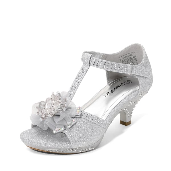 dream pairs Girls Low Heel Glitter Pump Sandals