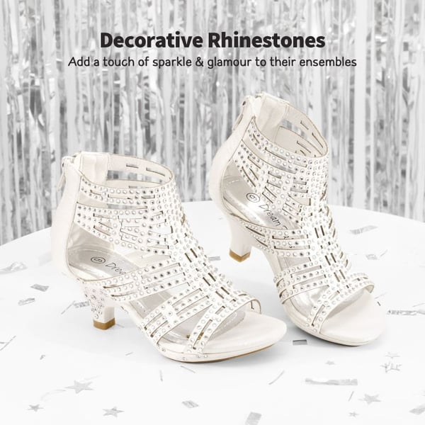 Dream Pairs Girls Low Heel Rhinestones Sandals