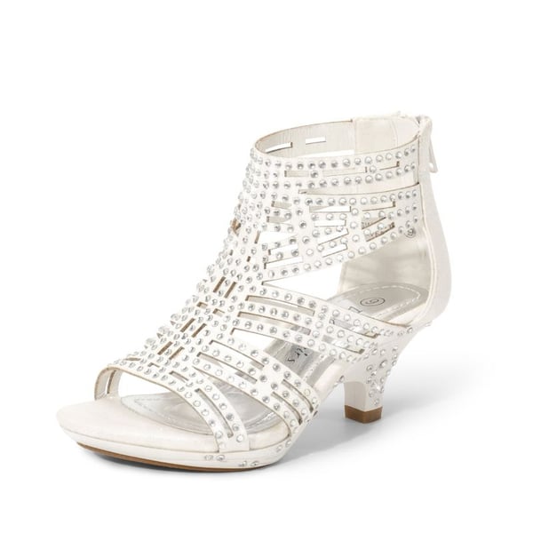 dream pairs Girls Low Heel Rhinestones Sandals