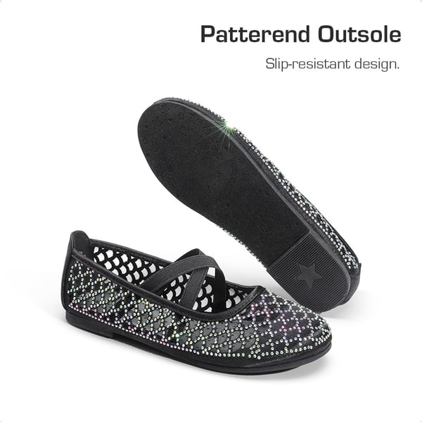 Dream Pairs Girls Mesh Rhinestone Ballet Flats