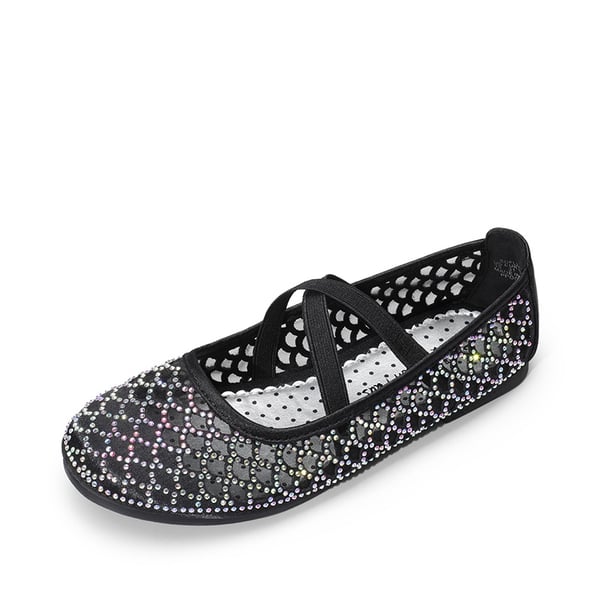 dream pairs Girls Mesh Rhinestone Ballet Flats