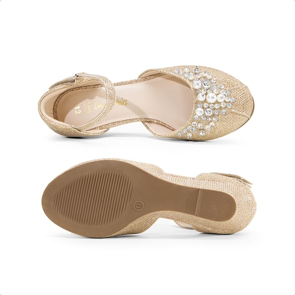Dream Pairs Girls Pearl Low Wedge Shoes