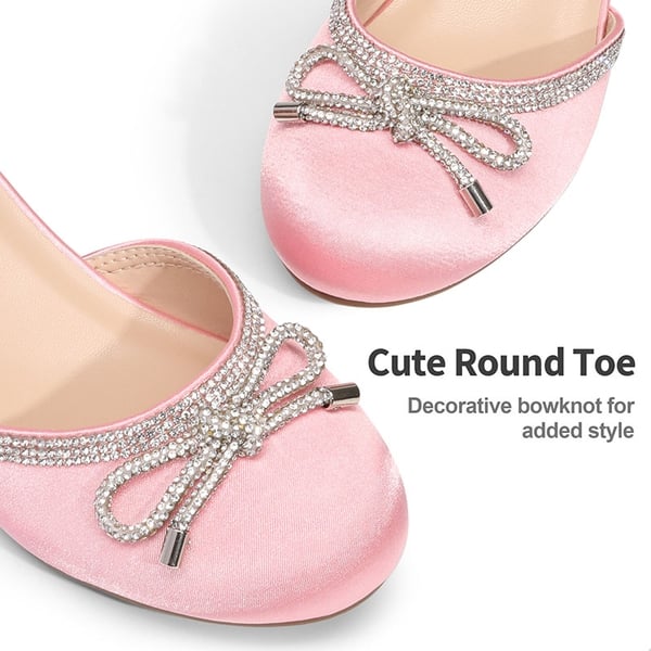 Dream Pairs Girls Rhinestone Bowknot Low Heels