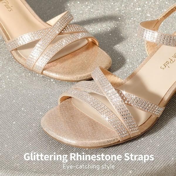 Dream Pairs Girls Rhinestone Low Heel Sandals