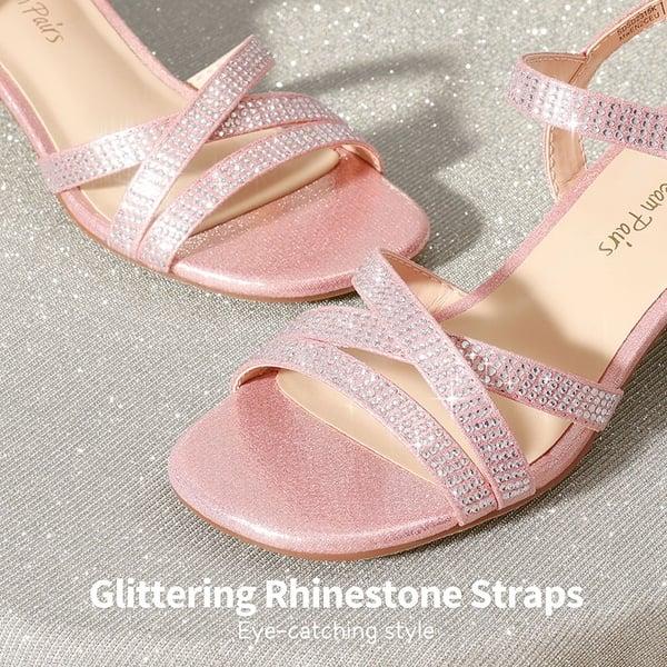 Dream Pairs Girls Rhinestone Low Heel Sandals