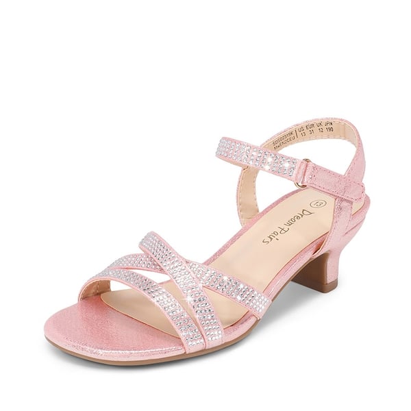 dream pairs Girls Rhinestone Low Heel Sandals
