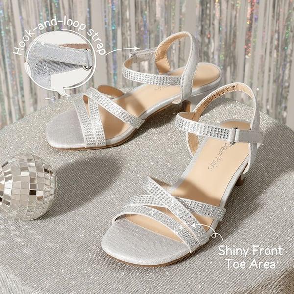 Dream Pairs Girls Rhinestone Low Heel Sandals