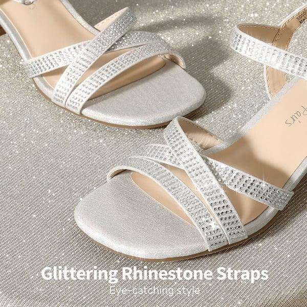 Dream Pairs Girls Rhinestone Low Heel Sandals