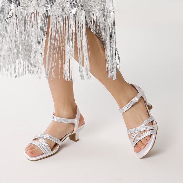 Dream Pairs Girls Rhinestone Low Heel Sandals