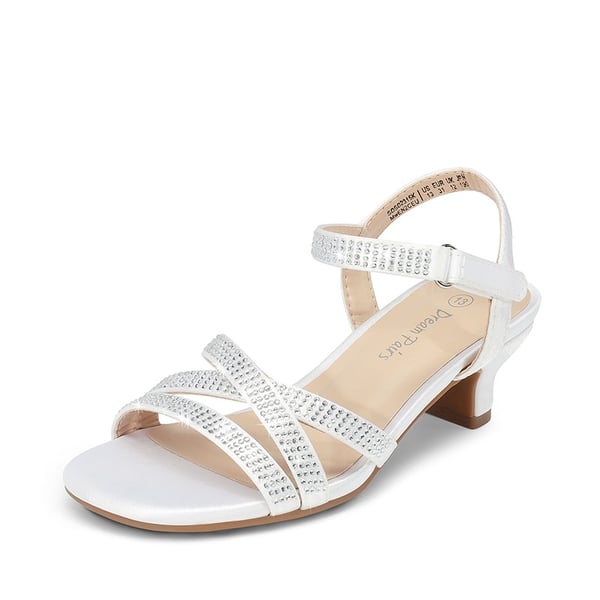 dream pairs Girls Rhinestone Low Heel Sandals